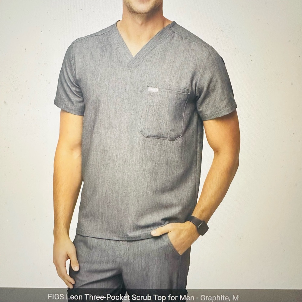 Figs Graphite Scrub Top with Three Pockets